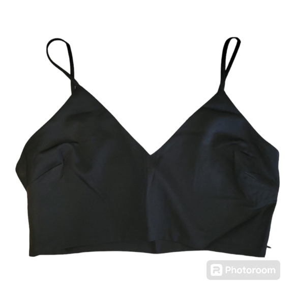 Anthropologie Endless Rose Black Lace Floral Embroidered Fringe Sleeves Crop Top - Picture 7 of 15